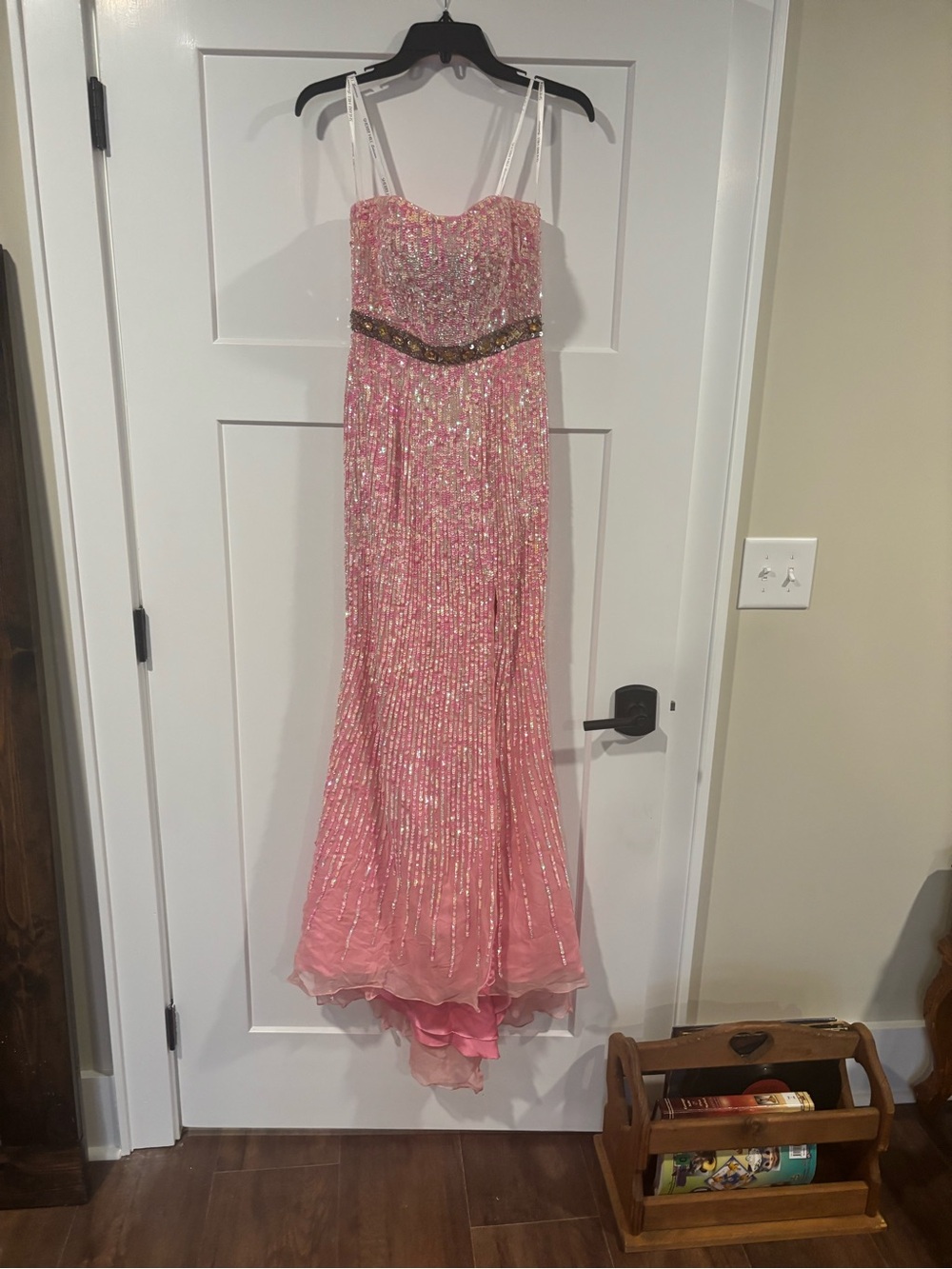 Sherri Hill 8437 Strawberry Pink Beaded Prom Gown Size 2 Silk Formal  Rt- $480